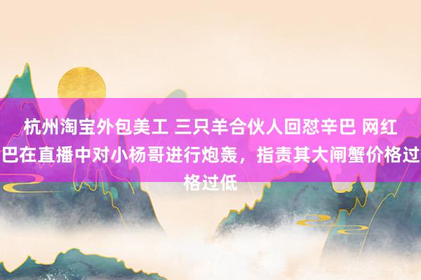 杭州淘宝外包美工 三只羊合伙人回怼辛巴 网红辛巴在直播中对小杨哥进行炮轰，指责其大闸蟹价格过低